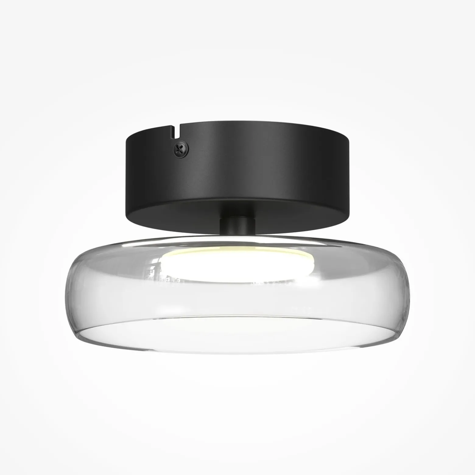 LED-Deckenleuchte FLOAT, klar/schwarz, Ø 20 cm, Glas/Metall