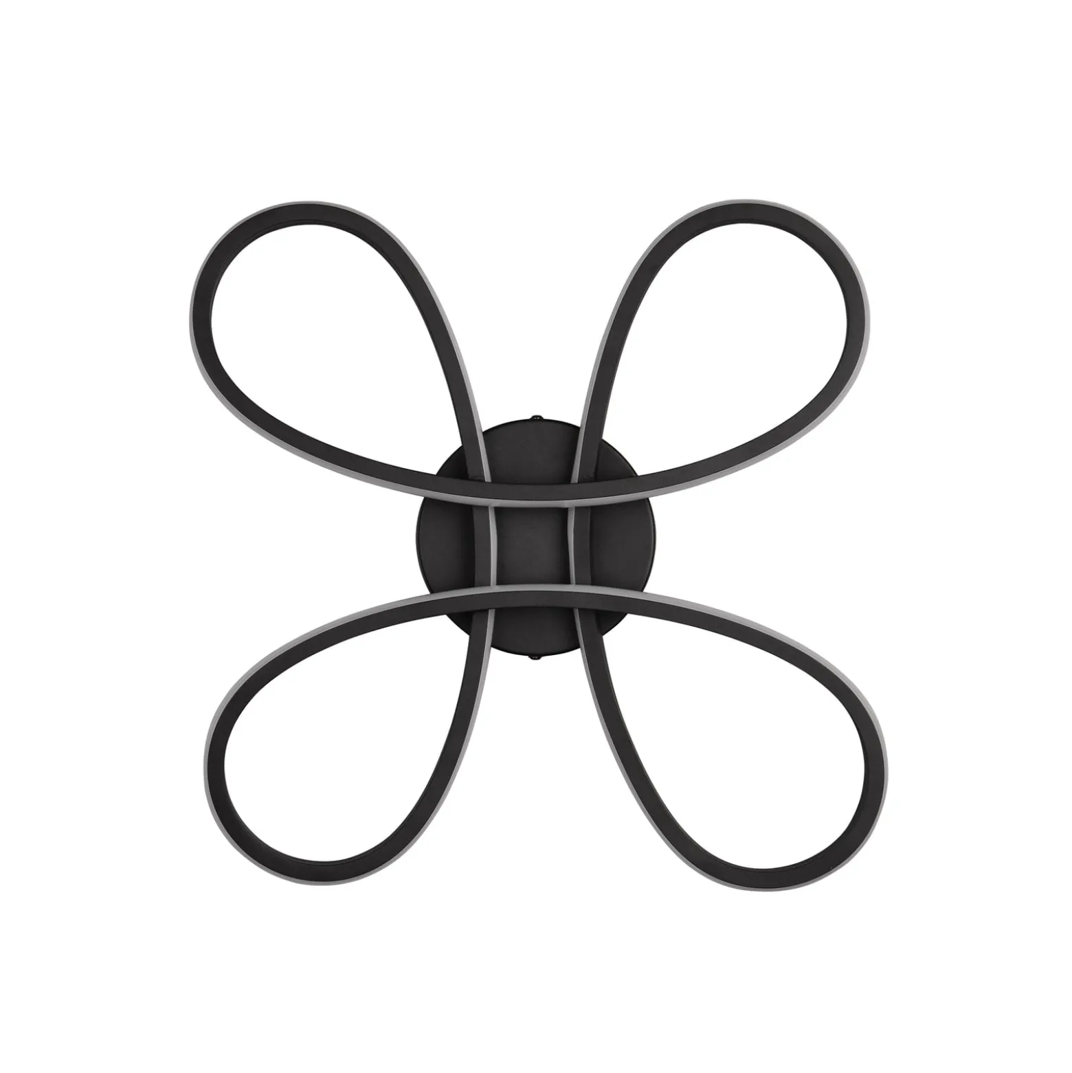 LED-Deckenleuchte Fly, schwarz matt, 3.000 K, 40 cm x 40 cm