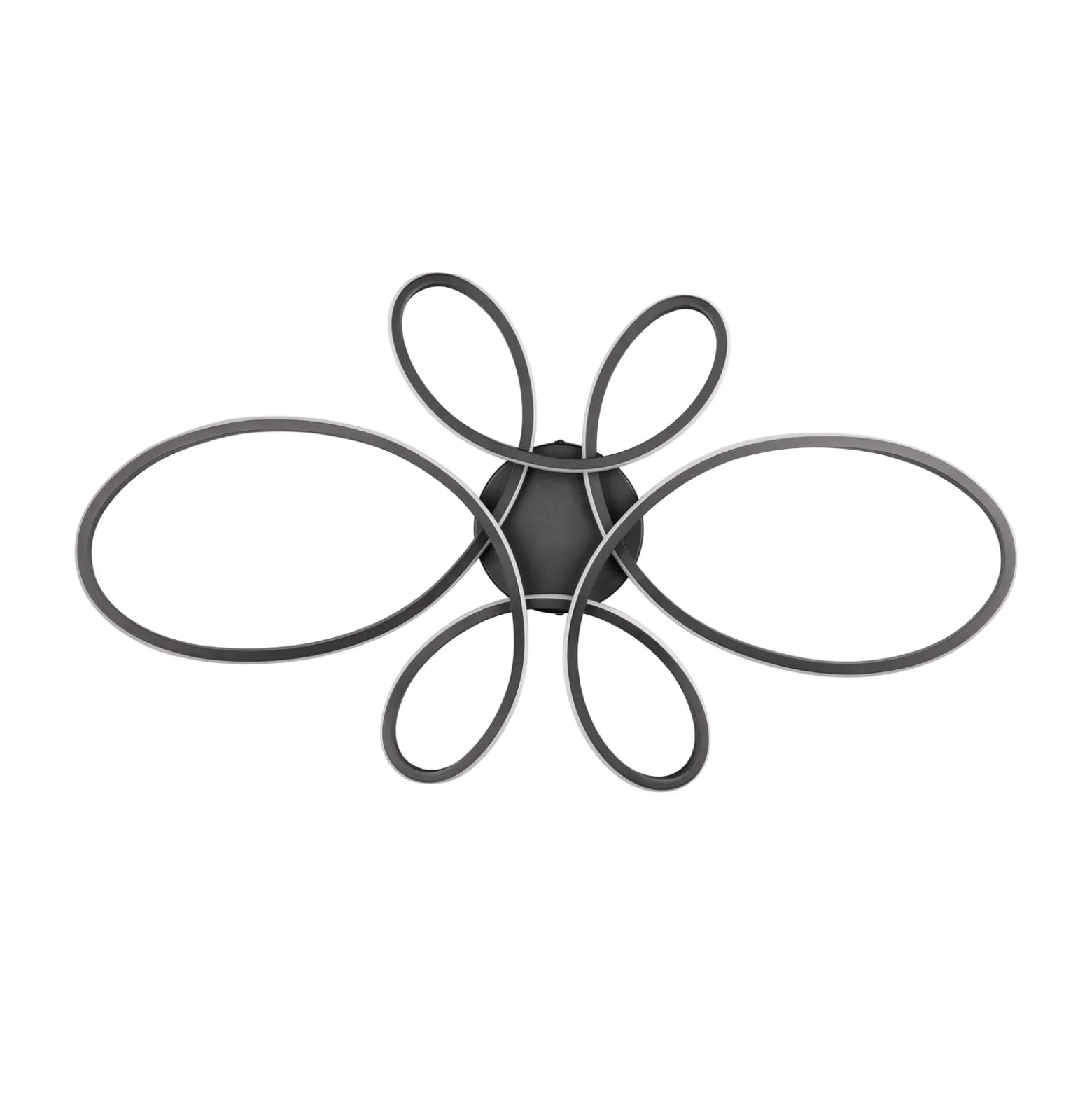 LED-Deckenleuchte Fly, schwarz matt, 3.000 K, 83 cm x 45 cm
