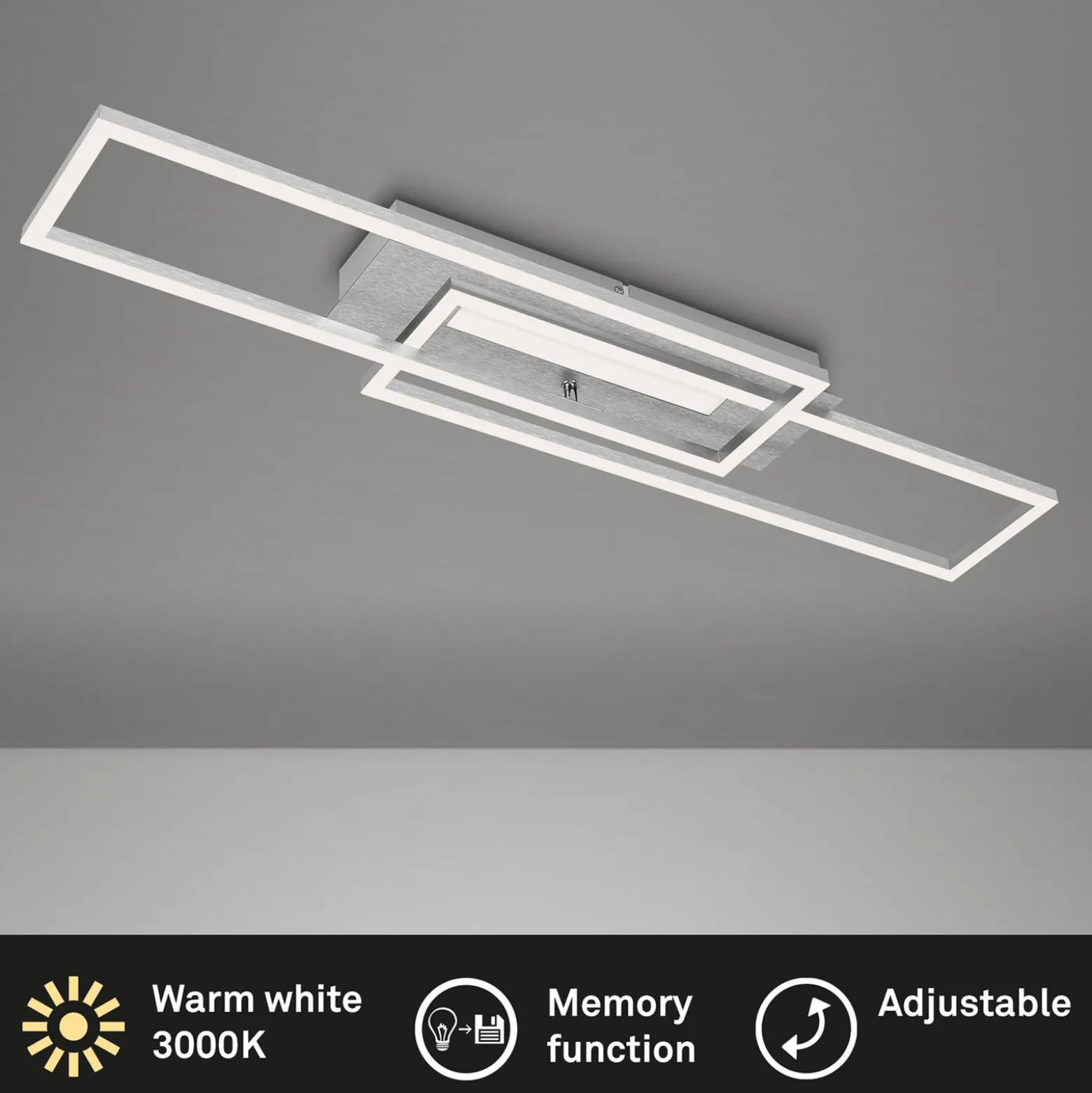 LED-Deckenleuchte Frame Mid, 3.000 K, aluminium