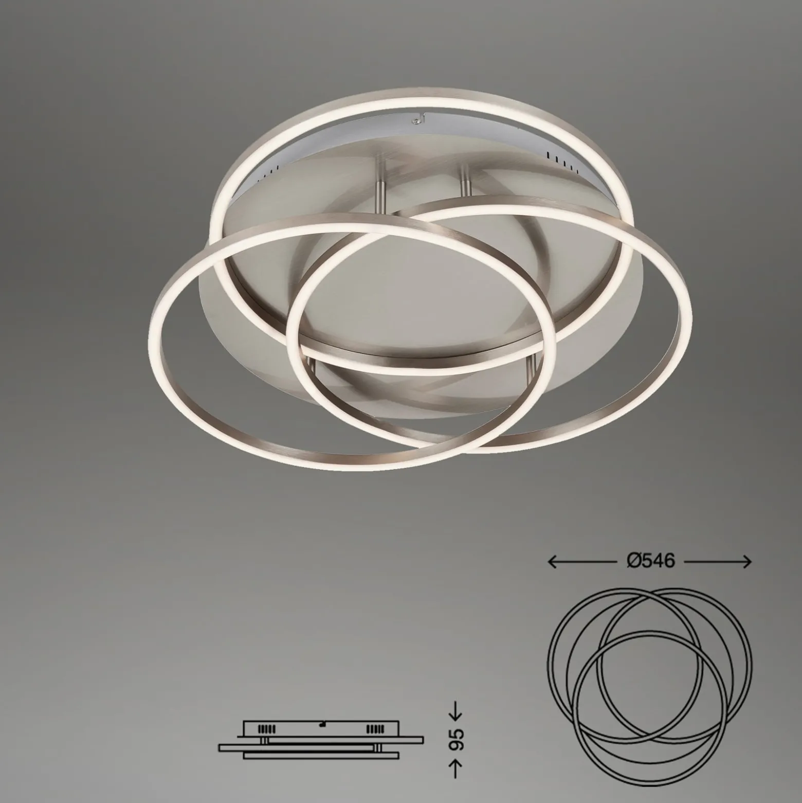 LED-Deckenleuchte Frames drei Ringe Memoryfunktion