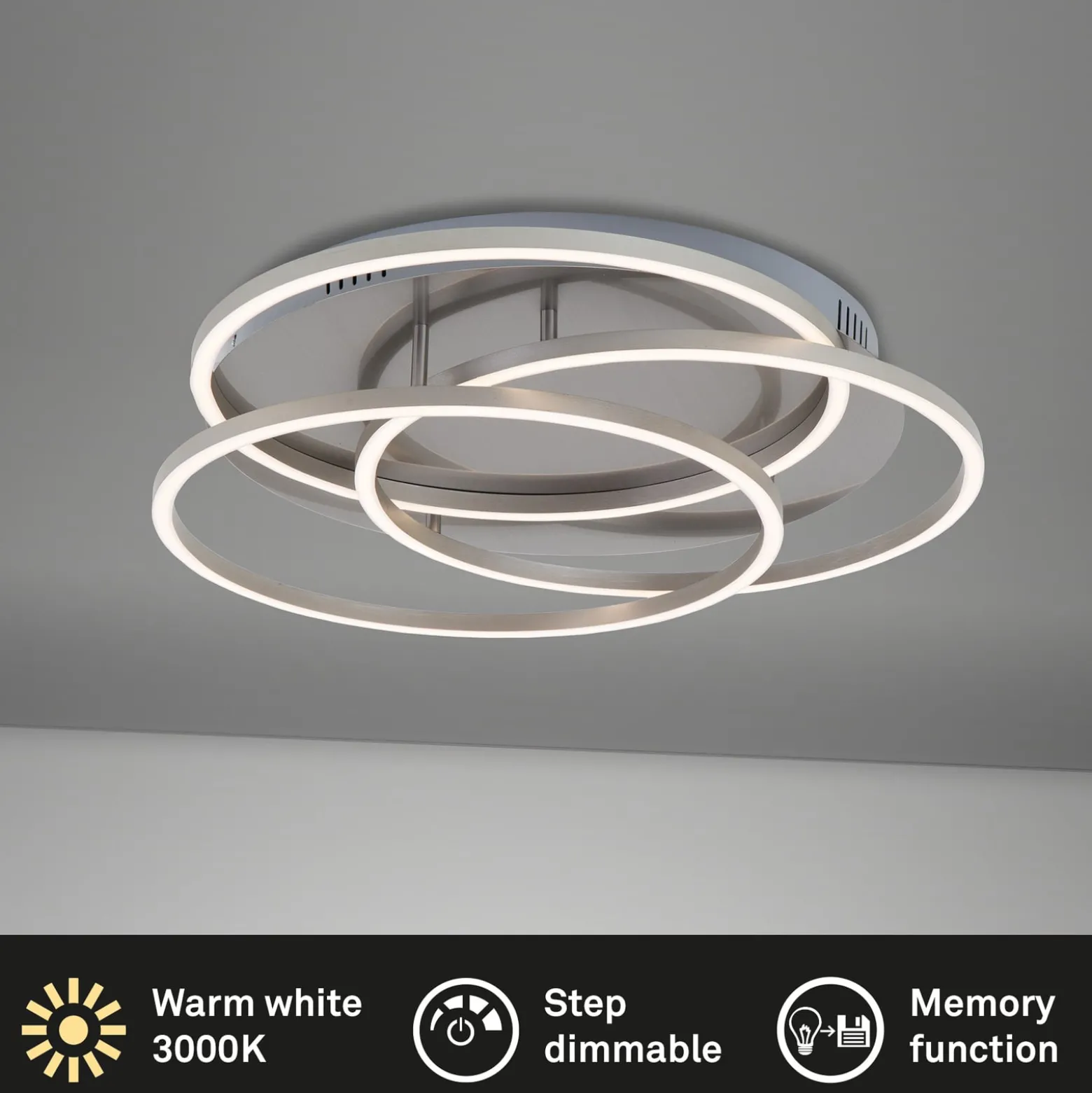 LED-Deckenleuchte Frames drei Ringe Memoryfunktion