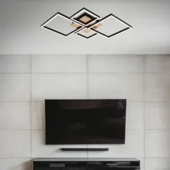 LED-Deckenleuchte Frame, Step dim, 4-flammig Holz