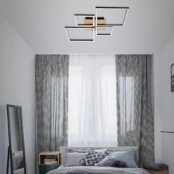 LED-Deckenleuchte Frame, Step dim, 4-flammig Holz