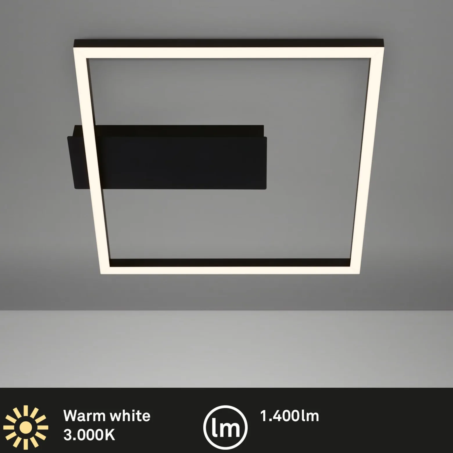 LED-Deckenleuchte 3771 in Rahmenform, schwarz
