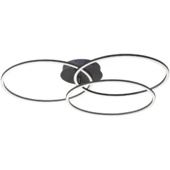 LED-Deckenleuchte Ivanka, drei Ringe, schwarz