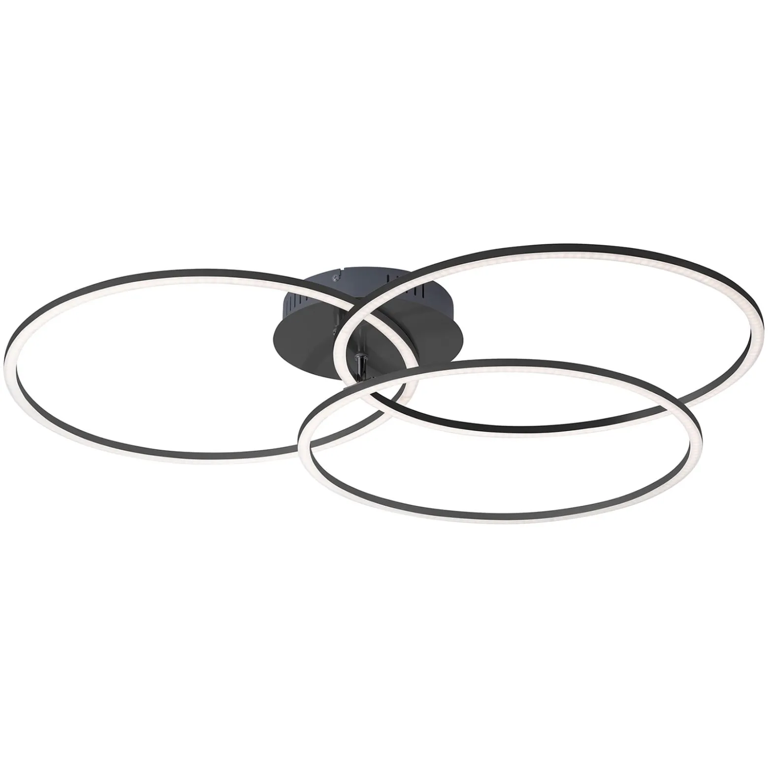 LED-Deckenleuchte Ivanka, drei Ringe, schwarz