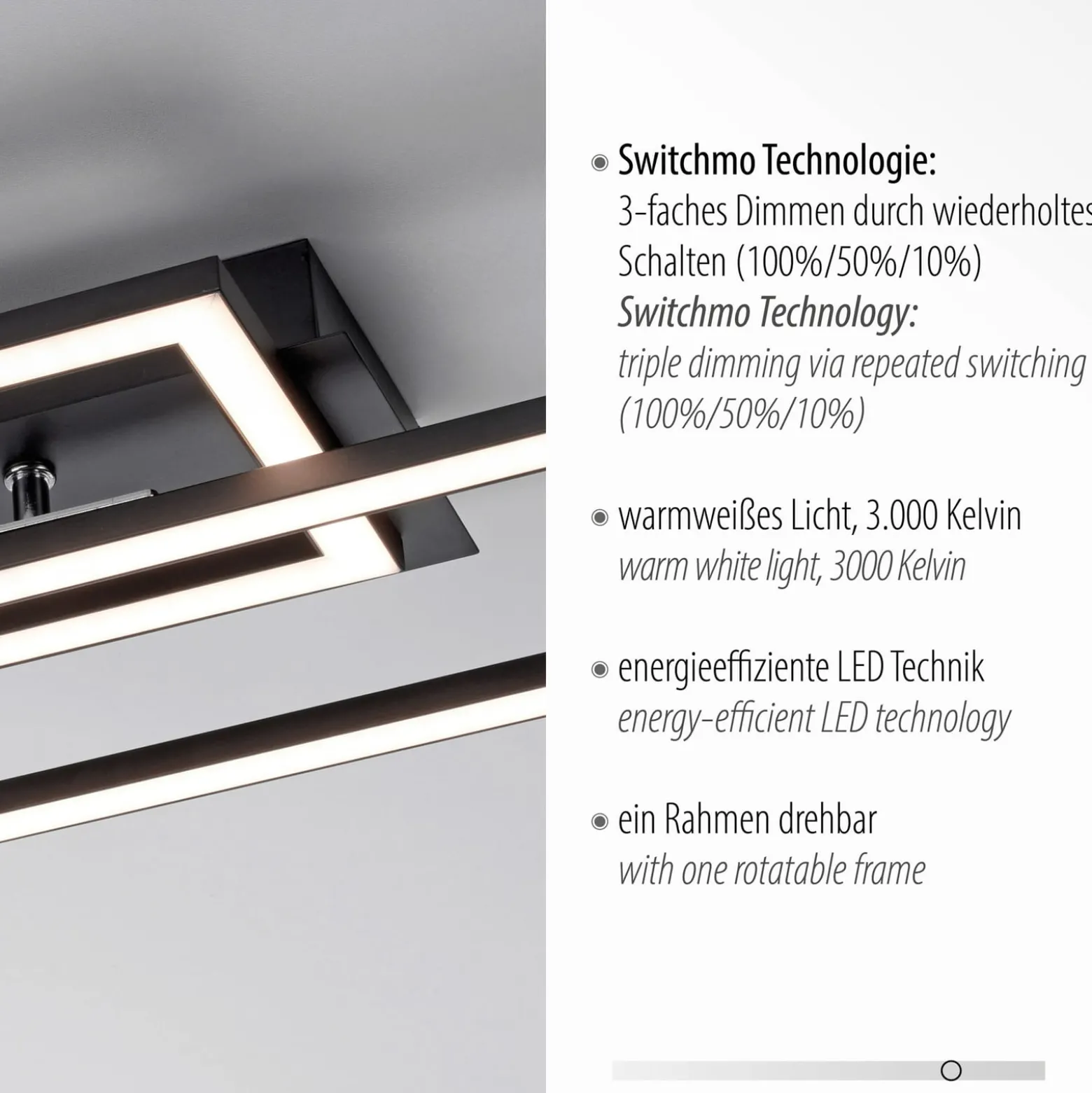 LED-Deckenleuchte Iven, dim, schwarz, 101,6x19,8cm