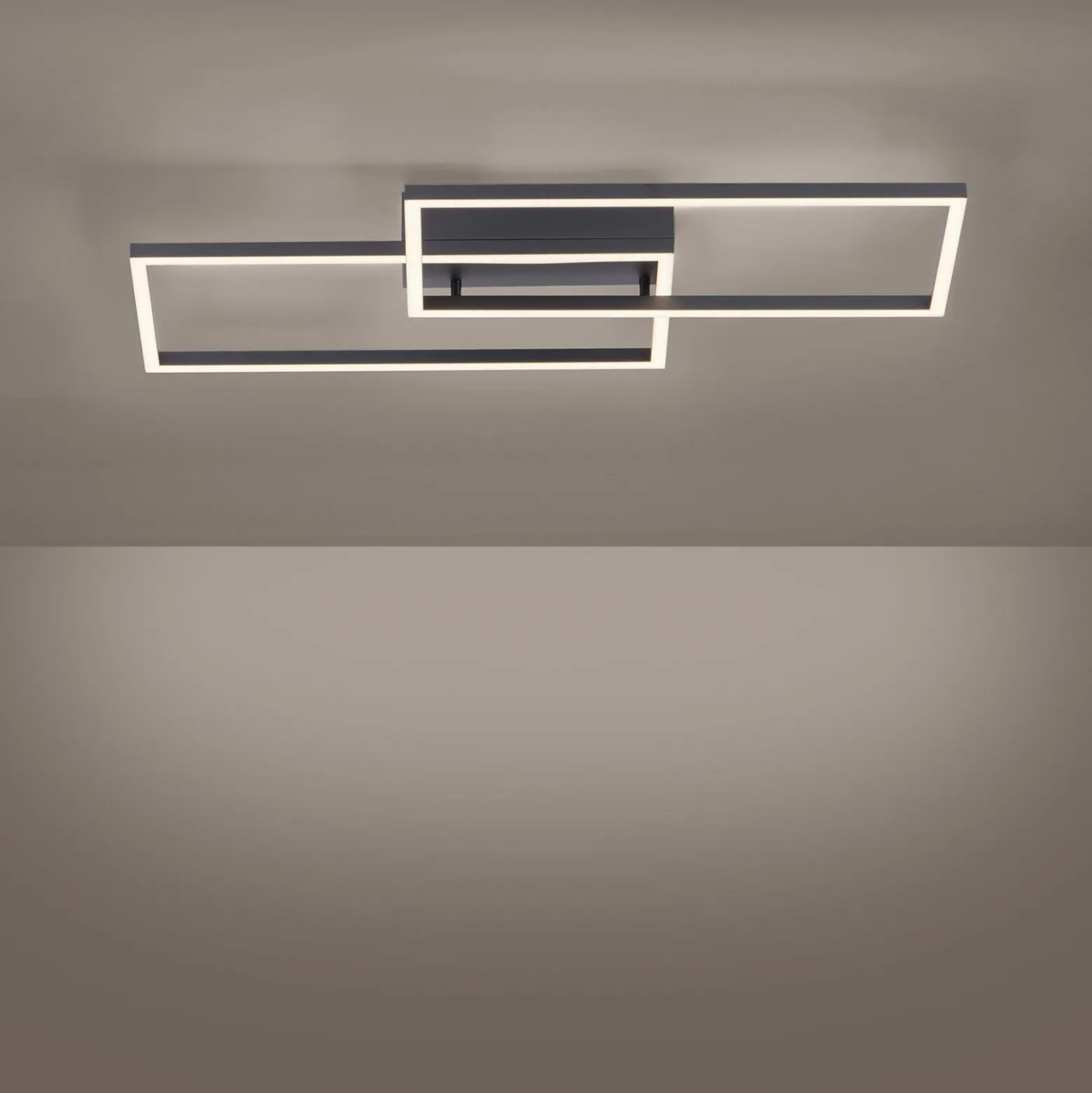 LED-Deckenleuchte Iven, dim, schwarz, 60,5x32,5cm