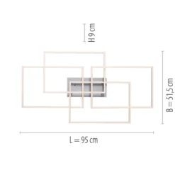 LED-Deckenleuchte Iven, dim, stahl, 95x51,5cm