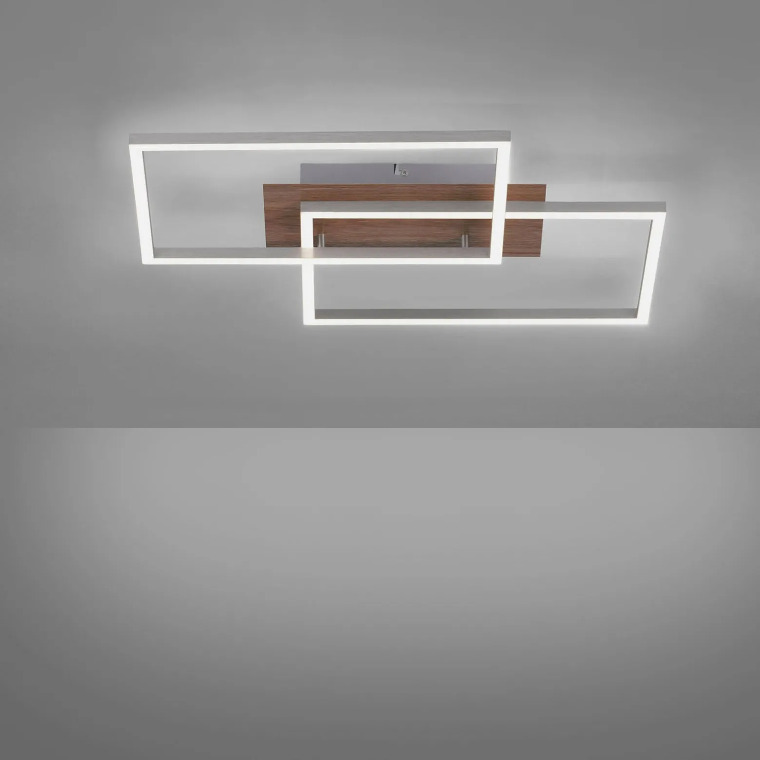 LED-Deckenleuchte Iven, dim, stahl/holz, 50,4x42cm