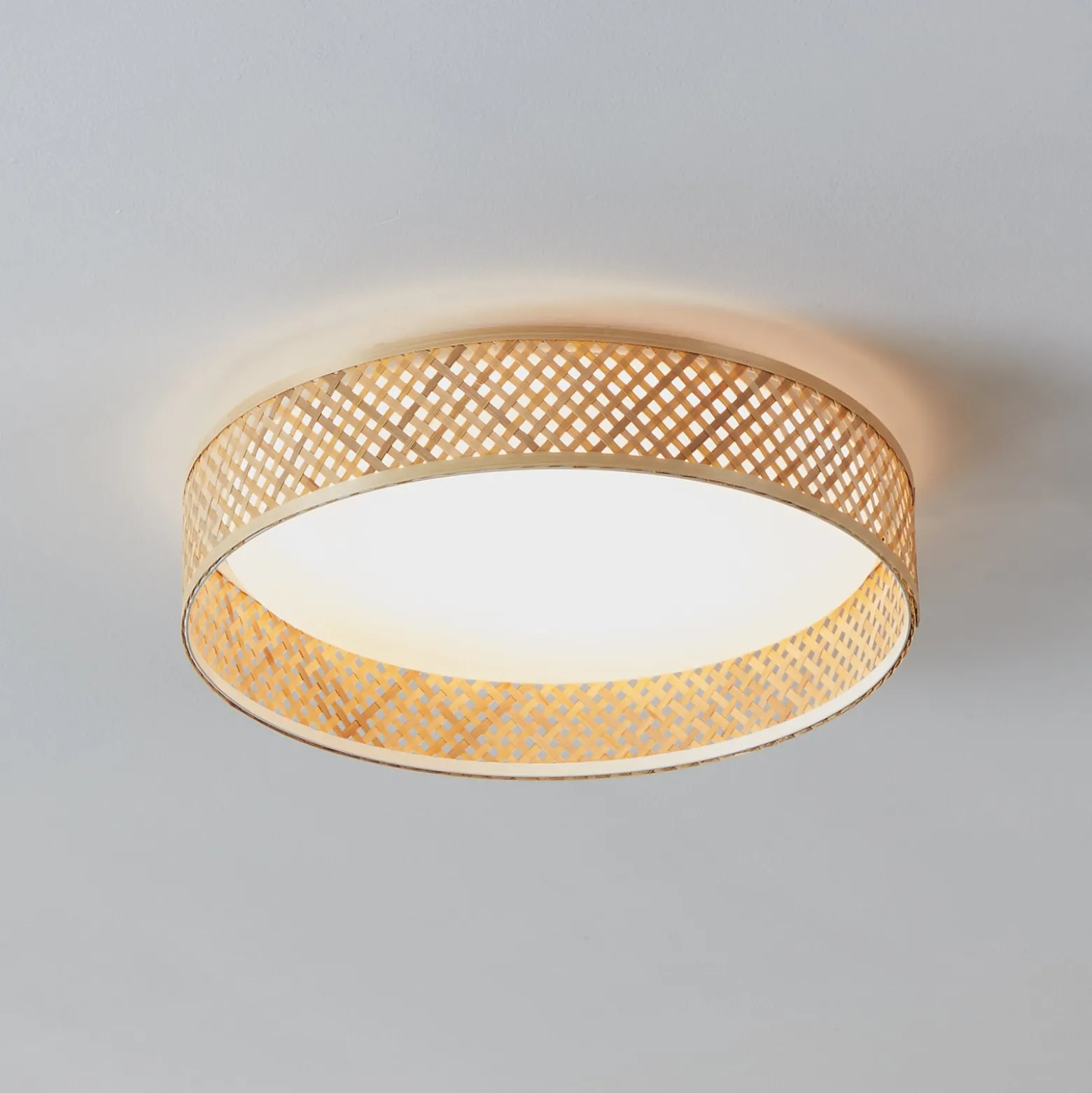 LED-Deckenleuchte Luppineria Bambusgeflecht Ø 38cm