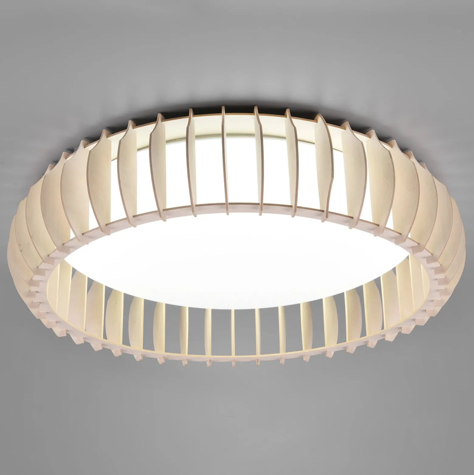 LED-Deckenleuchte Monte, CCT, Ø 60 cm, holz hell