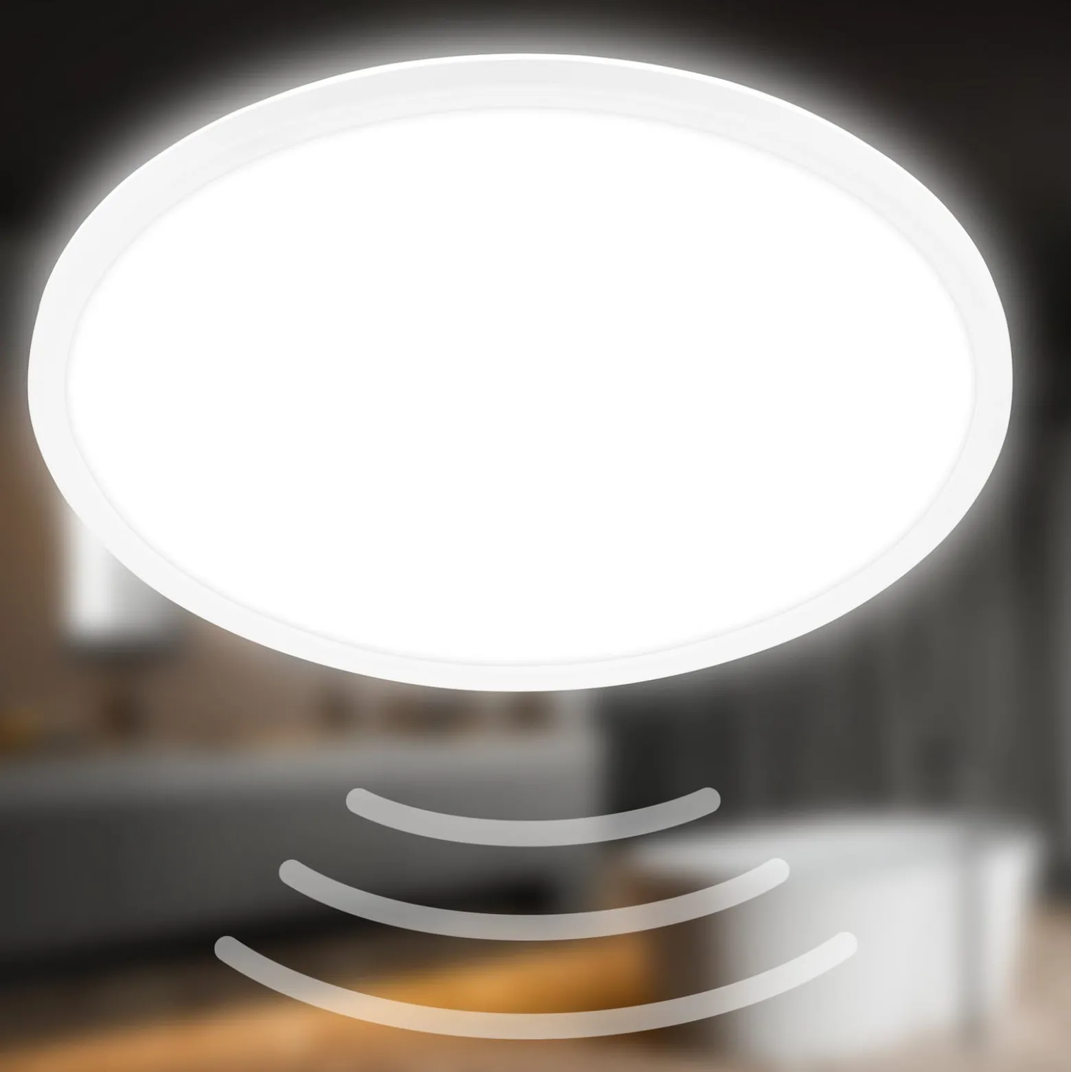 LED-Deckenleuchte Move, Sensor, Ø 42 cm, IP44, weiß, 4000K