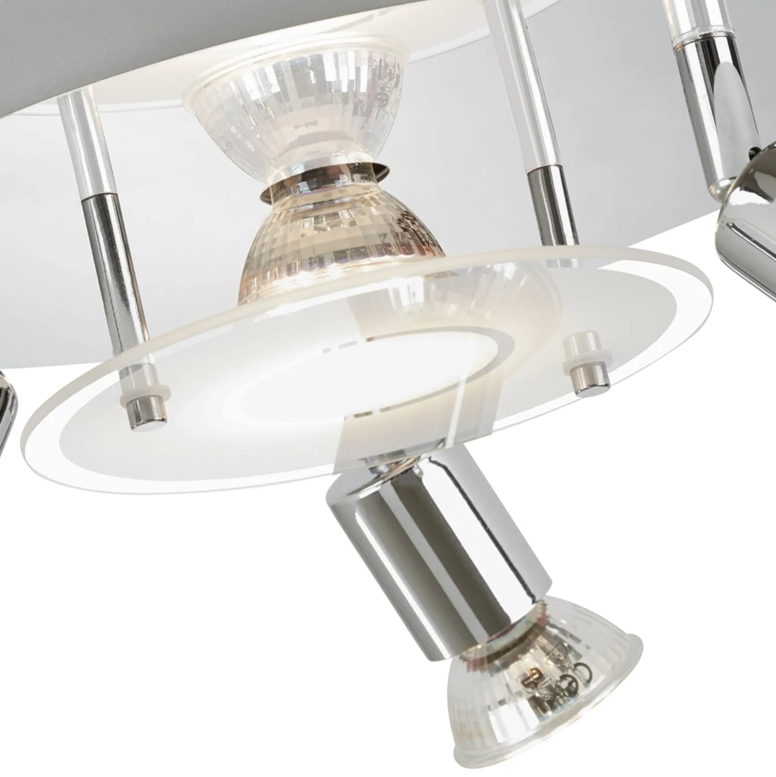 LED-Deckenleuchte Orna, rondell, vierflammig, chrom