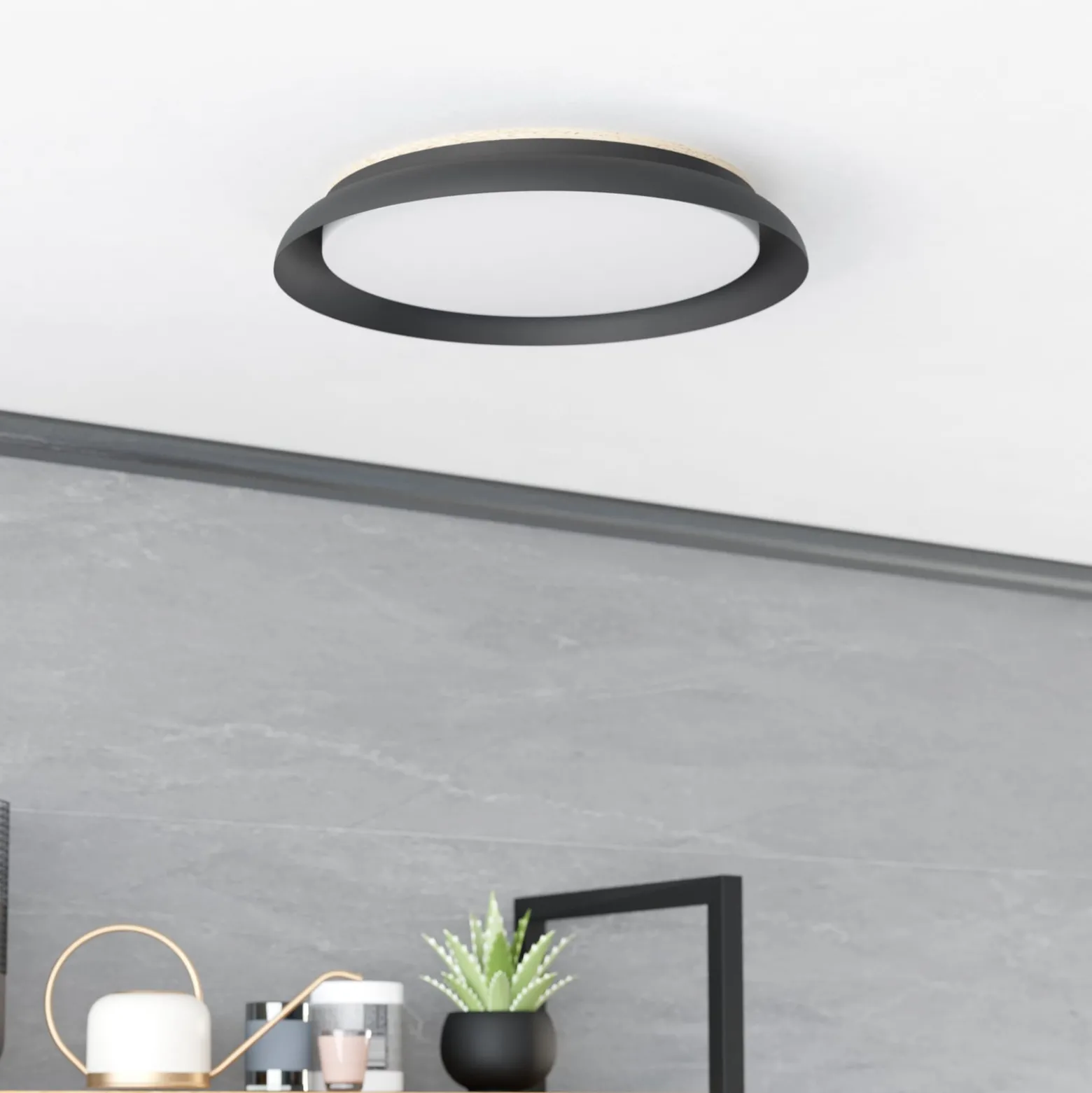 LED-Deckenleuchte Penjamo Ø 46,5cm, schwarz