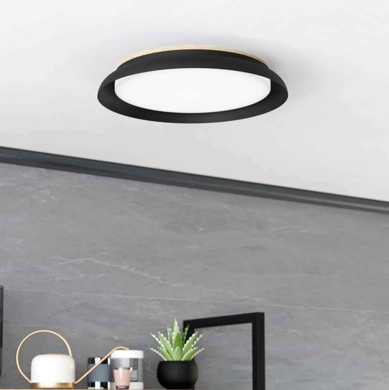 LED-Deckenleuchte Penjamo Ø 46,5cm, schwarz