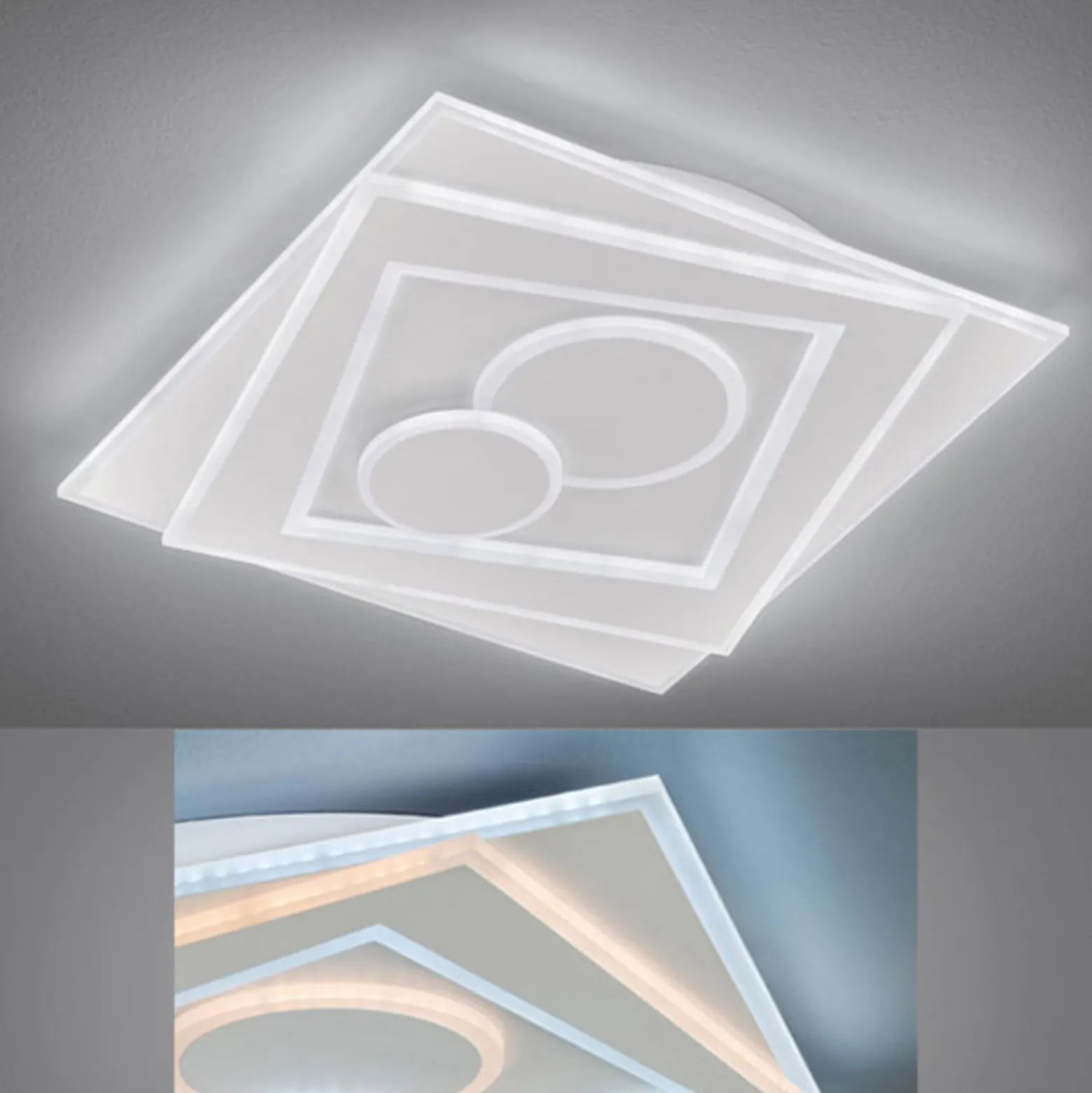 LED-Deckenleuchte Ratio, dimmbar, zwei Kreise