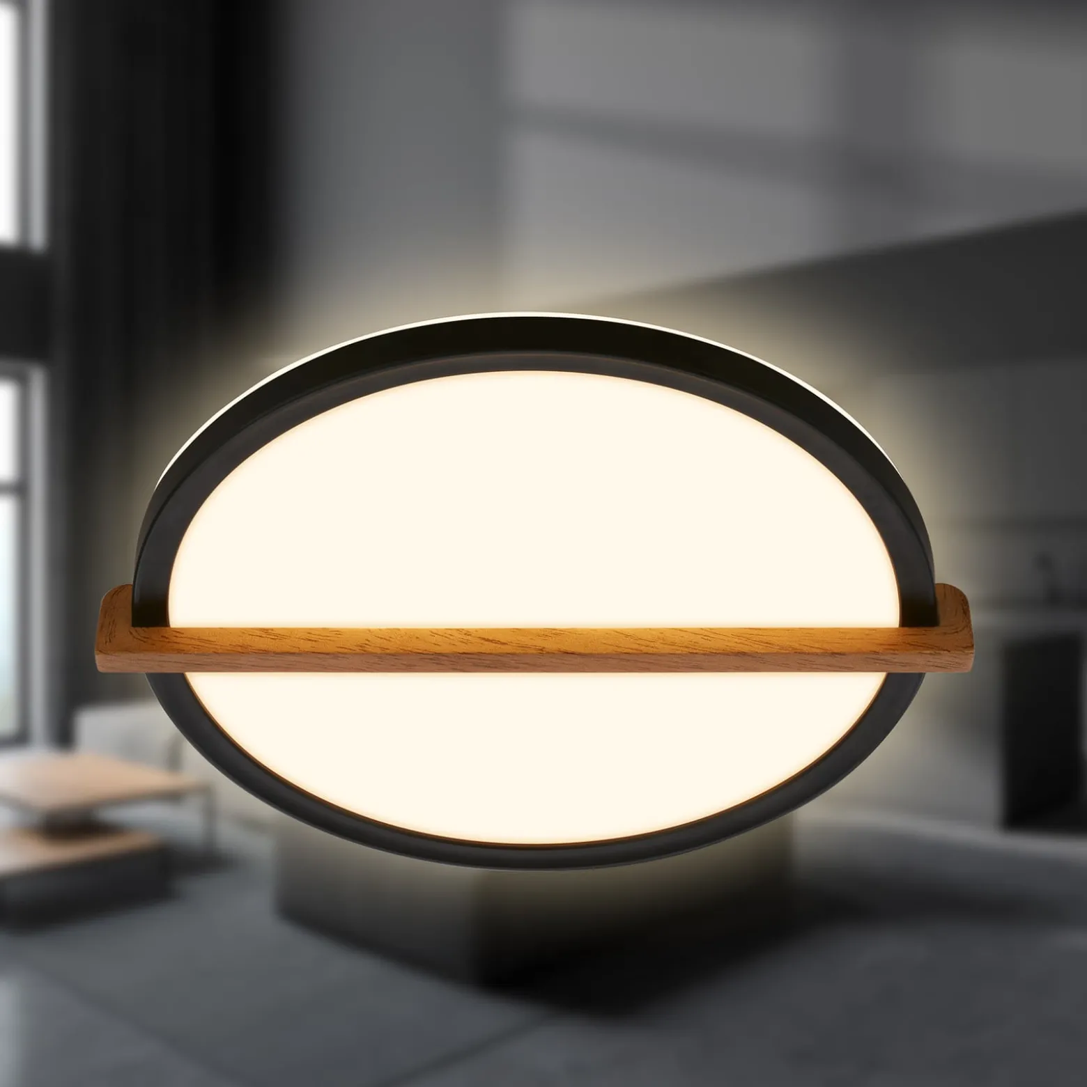 LED-Deckenleuchte Remsa, Ø 30 cm, Kunststoff, schwarz