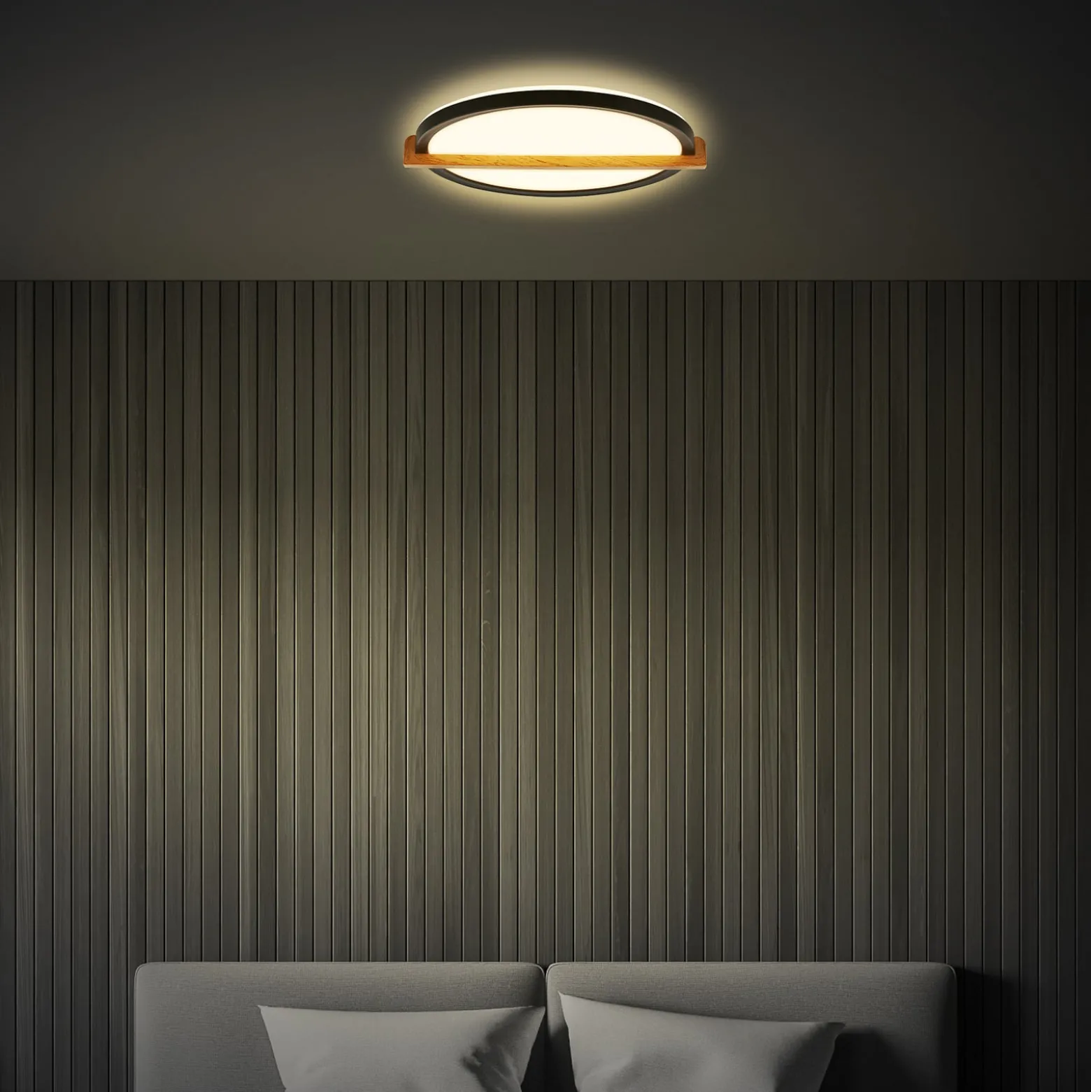 LED-Deckenleuchte Remsa, Ø 30 cm, Kunststoff, schwarz