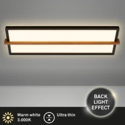 LED-Deckenleuchte Remsa, 20x60,5 cm, Kunststoff, schwarz