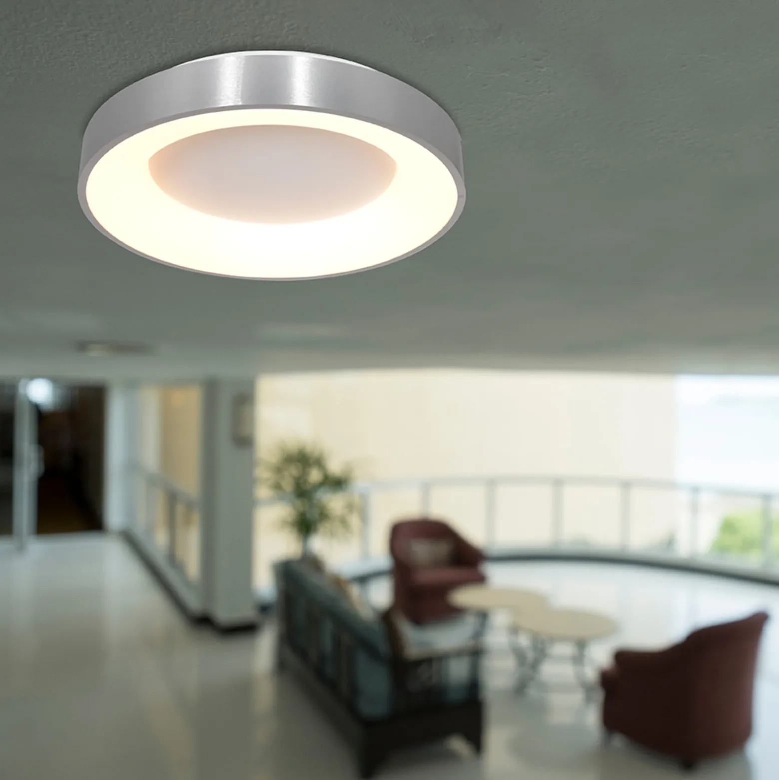 LED-Deckenleuchte Ringlede, 2.700 K, Ø 38 cm, silber, Metall