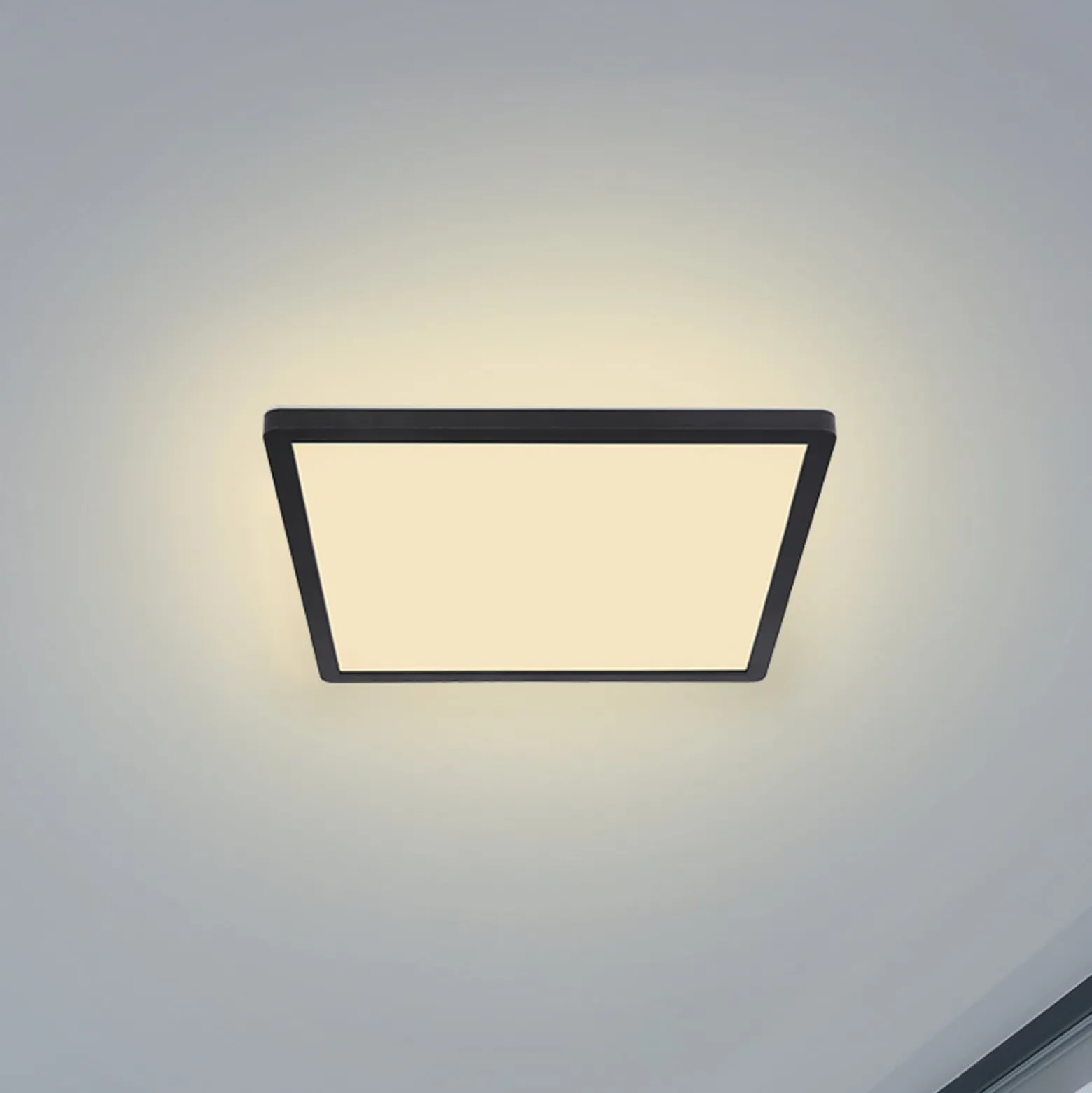 LED-Deckenleuchte Sapana, eckig, dimmbar, schwarz