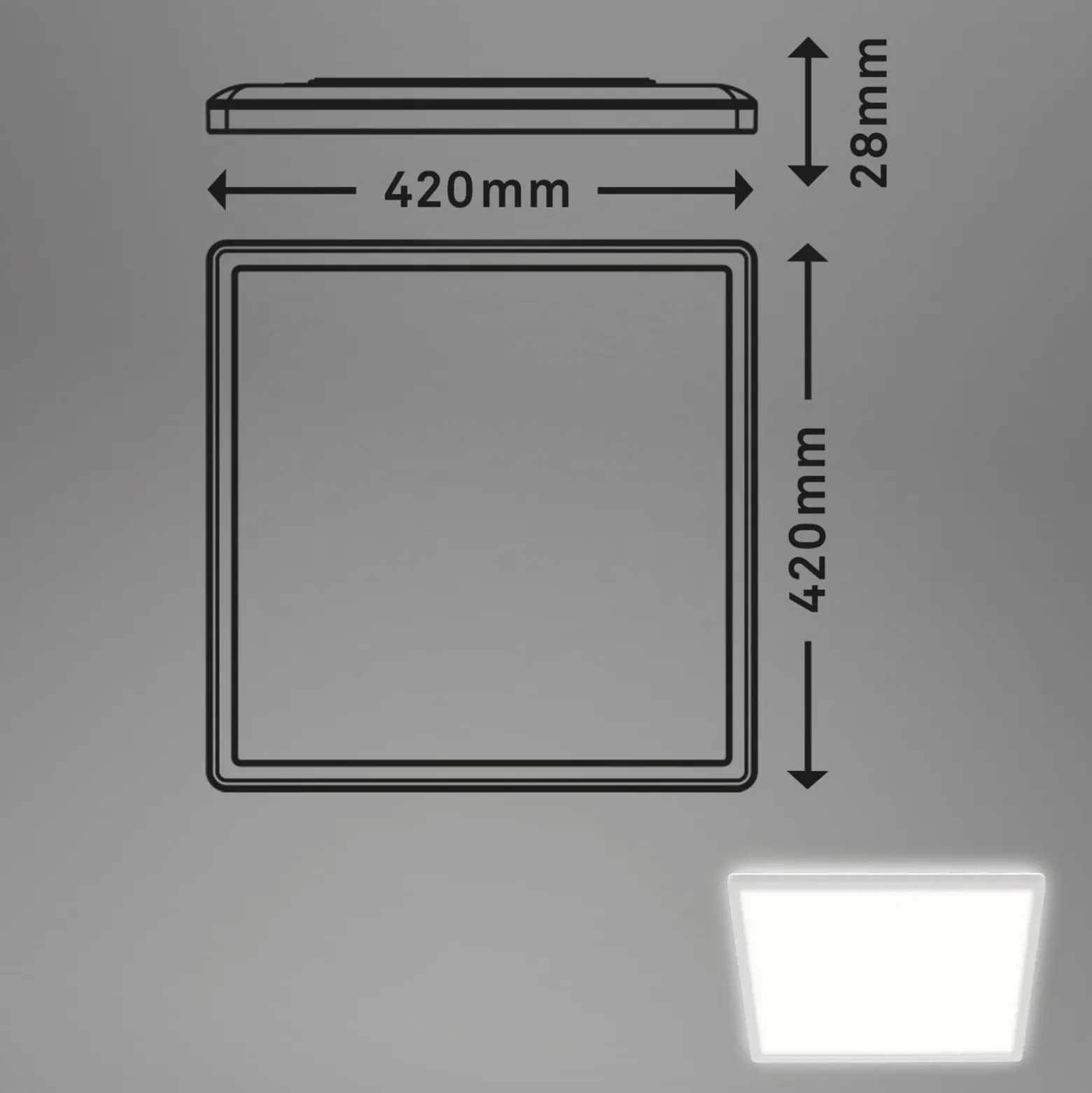 LED-Deckenleuchte Slim, eckig 42 x 42 cm
