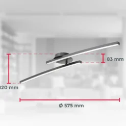 LED-Deckenleuchte Snore, 2-fl., schwarz, Metall, 3.000 K