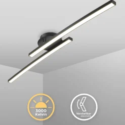 LED-Deckenleuchte Snore, 2-fl., schwarz, Metall, 3.000 K