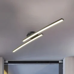 LED-Deckenleuchte Snore, 2-fl., schwarz, Metall, 3.000 K