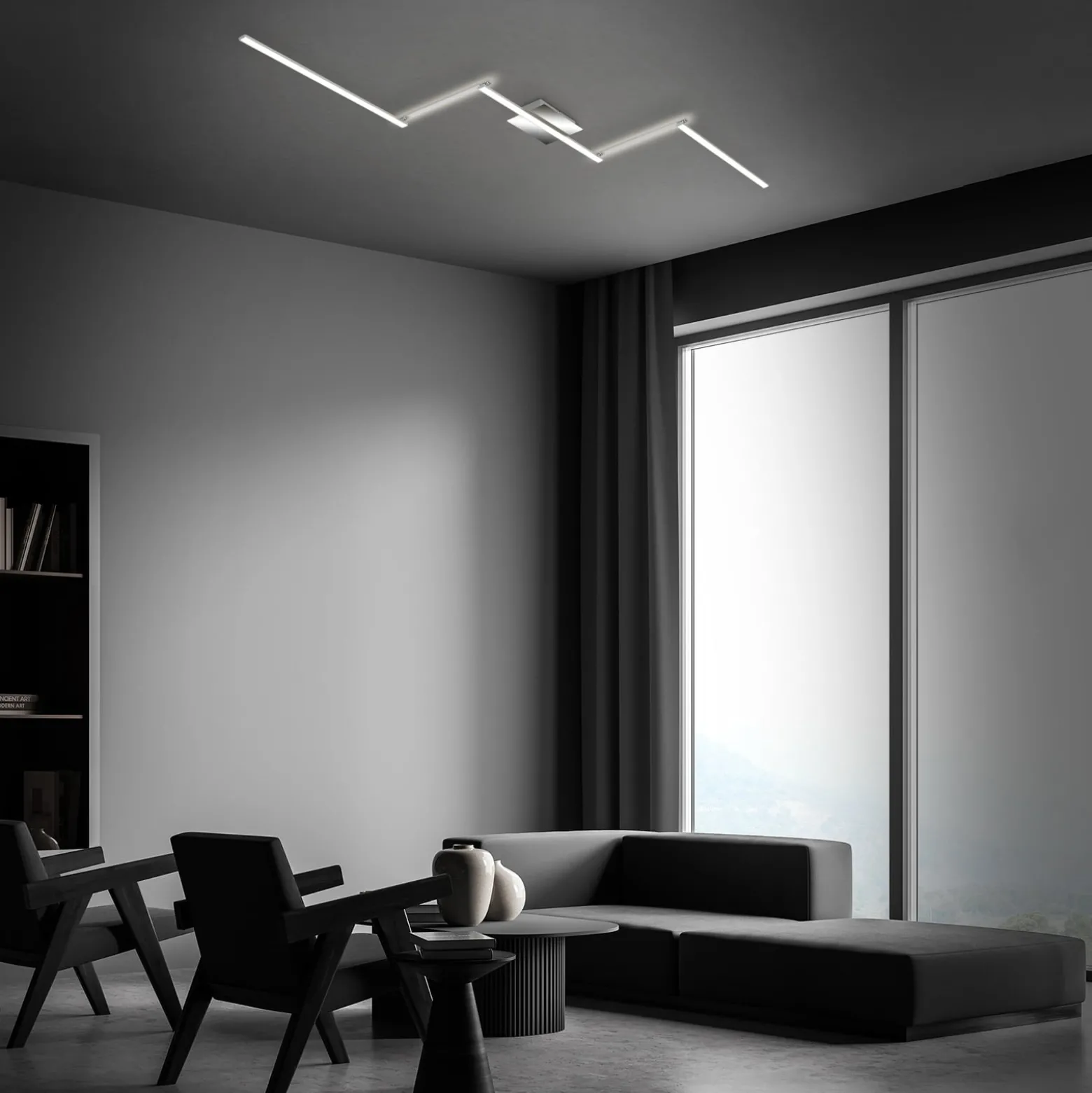 LED-Deckenleuchte Staff, silber, 3.000 K