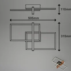 LED-Deckenleuchte 3776015 zweiflammig mit Holz
