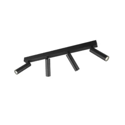LED-Deckenspot Ambala, 4-fl., schwarz, Metall, CCT, dimmbar