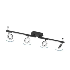LED-Deckenspot Cardillio 2 schwarz mit vier Ringen