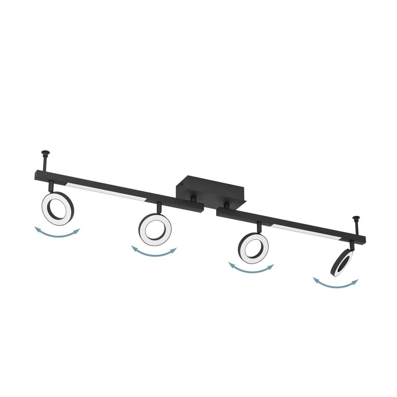 LED-Deckenspot Cardillio 2 schwarz mit vier Ringen