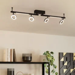 LED-Deckenspot Cardillio 2 schwarz mit vier Ringen