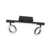 LED-Deckenspot Cardillio 2 schwarz mit zwei Ringen