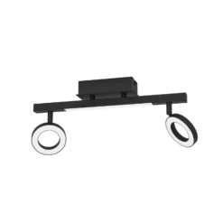 LED-Deckenspot Cardillio 2 schwarz mit zwei Ringen