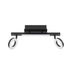 LED-Deckenspot Cardillio 2 schwarz mit zwei Ringen