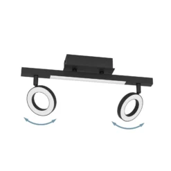 LED-Deckenspot Cardillio 2 schwarz mit zwei Ringen
