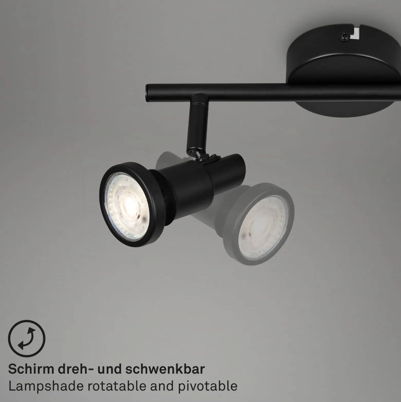 LED-Deckenspot Flamo IP44 2-flg justierbar schwarz