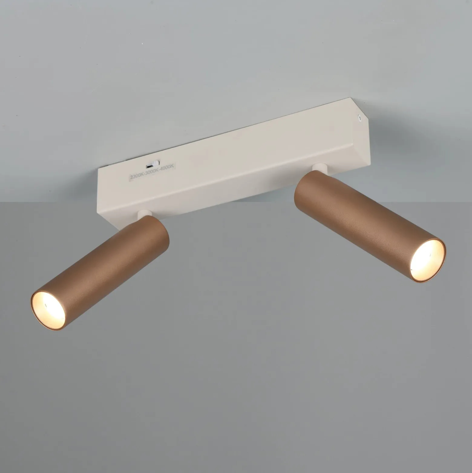 LED-Deckenstrahler Ambala, Länge 26 cm, grau/braun, 2-flg.