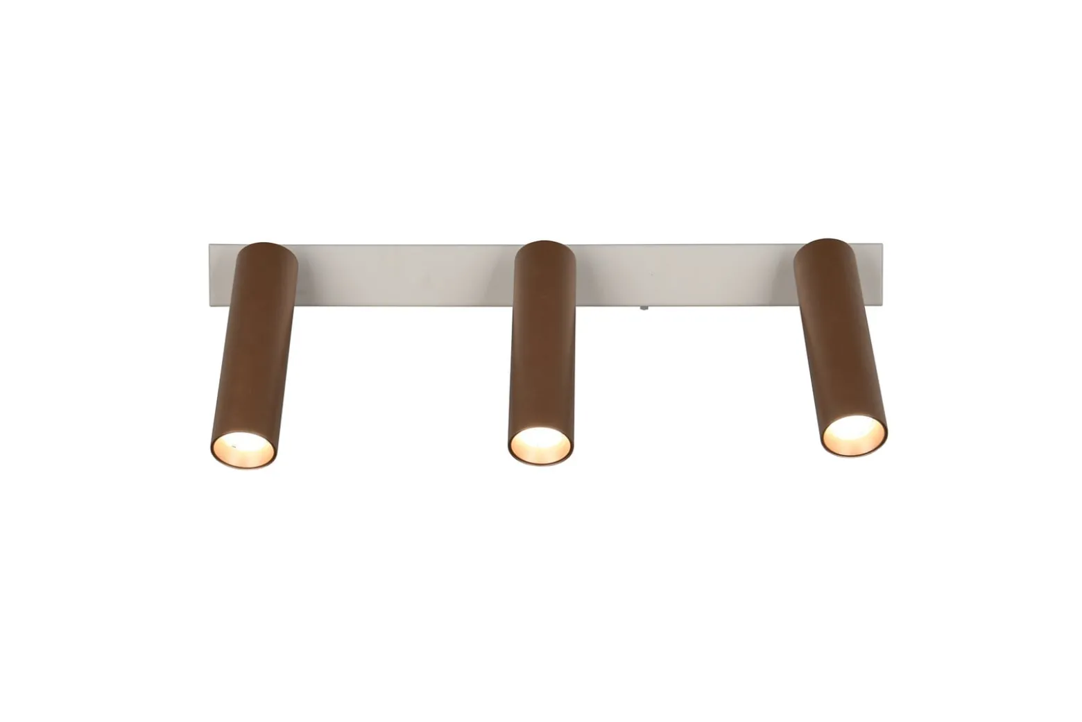 LED-Deckenstrahler Ambala. Länge 44 cm, grau/braun, 3-flg.