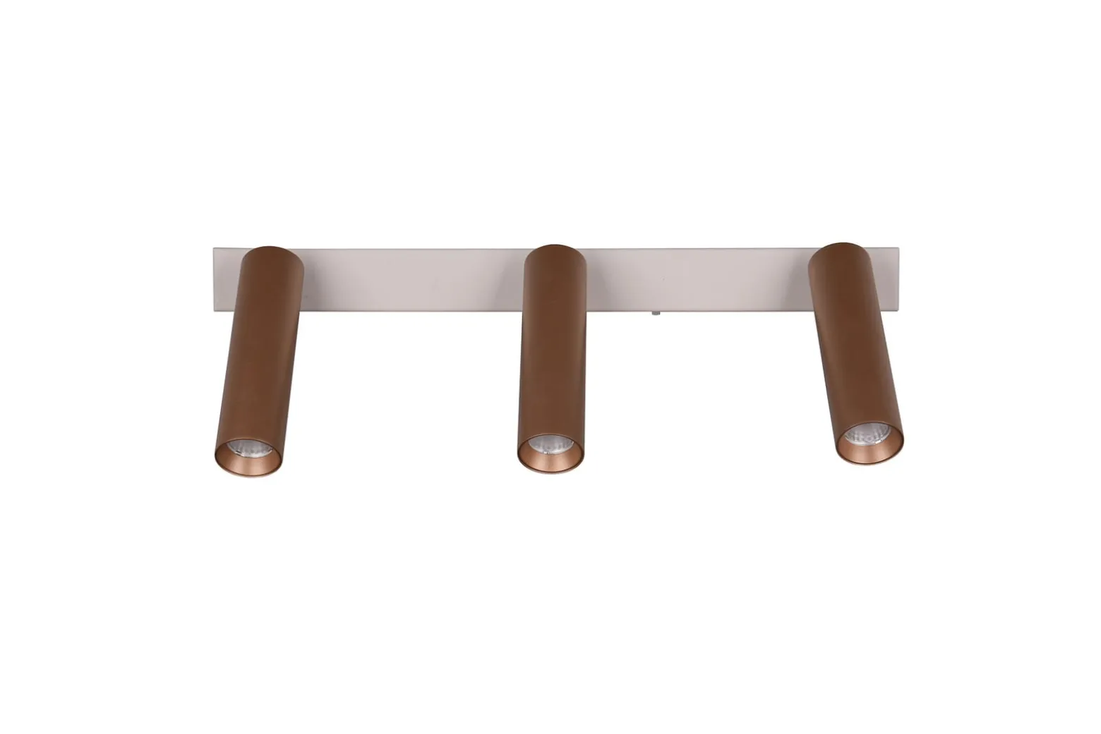 LED-Deckenstrahler Ambala. Länge 44 cm, grau/braun, 3-flg.