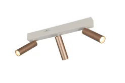 LED-Deckenstrahler Ambala. Länge 44 cm, grau/braun, 3-flg.