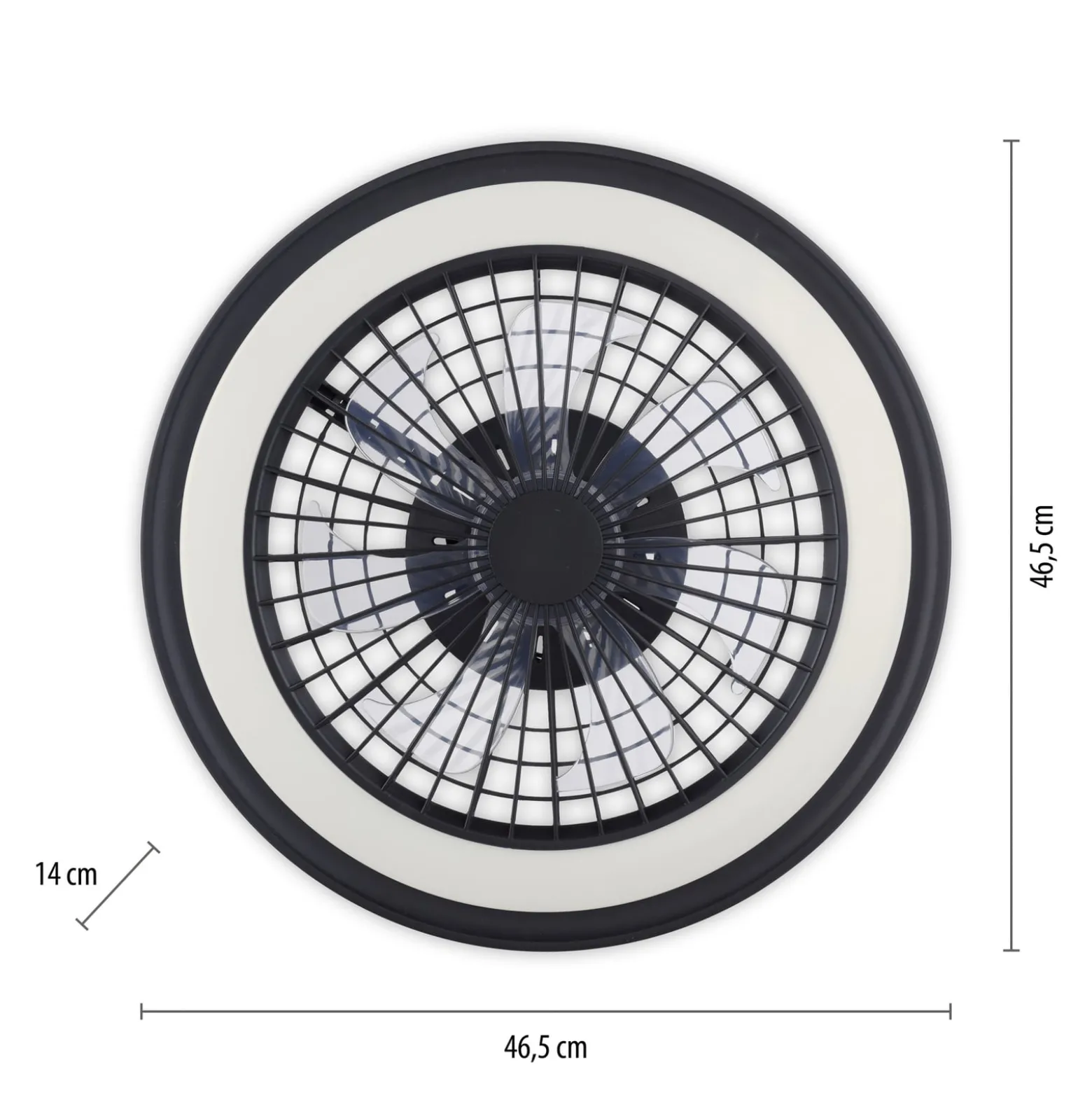 LED-Deckenventilator Brandon, schwarz, RGBW, CCT, Ø 46,5 cm