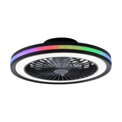 LED-Deckenventilator Brandon, schwarz, RGBW, CCT, Ø 46,5 cm