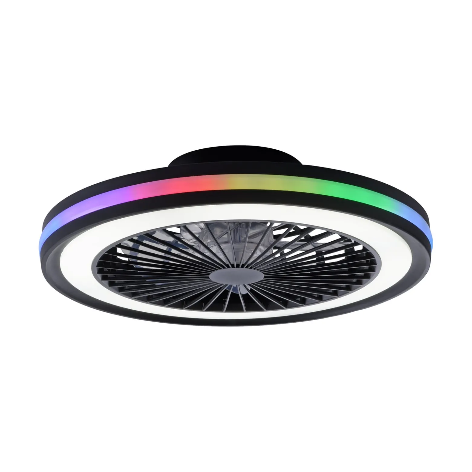LED-Deckenventilator Brandon, schwarz, RGBW, CCT, Ø 46,5 cm