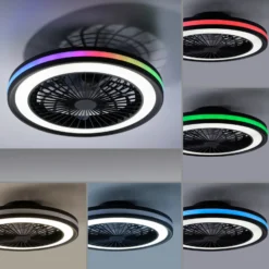 LED-Deckenventilator Brandon, schwarz, RGBW, CCT, Ø 46,5 cm
